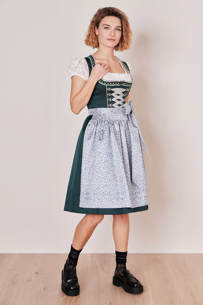 Kruger Rieke Midi Dirndl, Green — 60cm 2pc Set