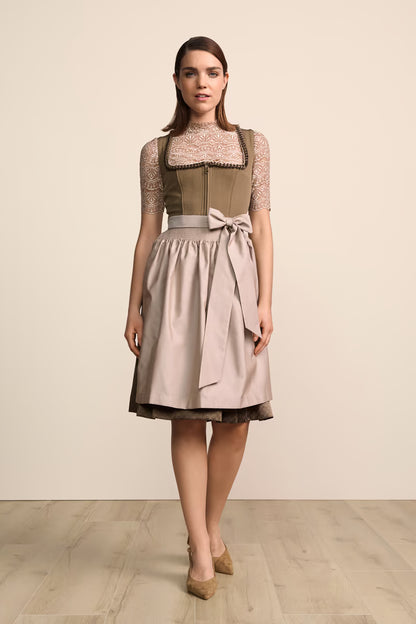 Kruger Elorina Long Dirndl, Brown — 70cm 2pc Set