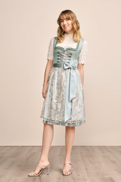 Kruger Midi Dirndl 2pcs. 60cm "Lilinoe" turquoise (34,42)