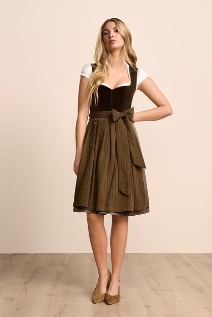Kruger Midi Dirndl 2pcs. 60cm "Neleya" brown