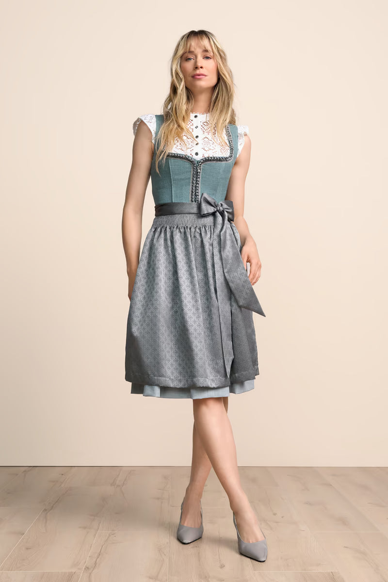 Kruger Midi Dirndl 2pcs. 60cm "Soleil" turquoise