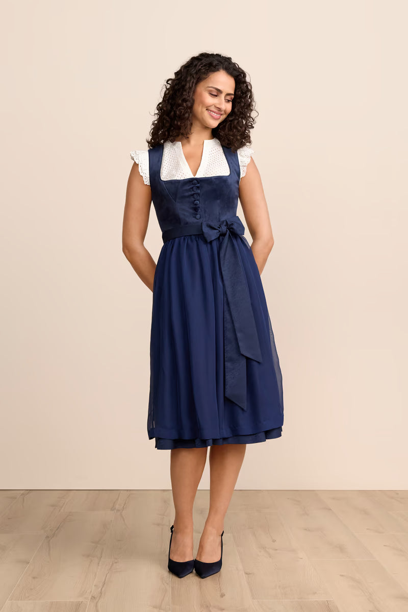 Krüger Mirabella Long Dirndl, Blue — 70cm 2pc Set