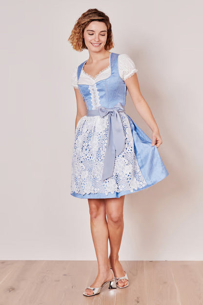 Kruger Midi Dirndl 2pcs. 50cm "Shania" blue (size 30)