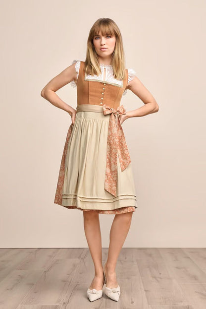 Kruger Midi Dirndl 2pcs. 60cm "Jelva" brown
