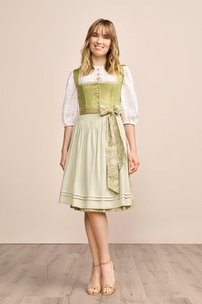 Kruger Midi Dirndl 2pcs. 60cm "Lemonie" green (size 32,42,48)