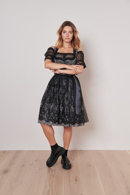 Kruger Midi Dirndl 2pcs. 60cm "Lonie" black (34)