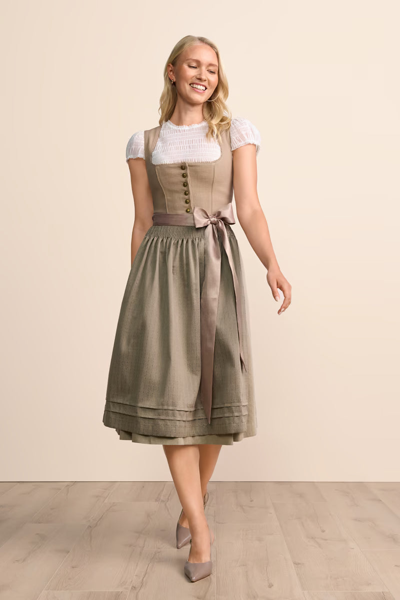 Kruger Thaline Long Dirndl, Beige — 70cm 2pc Set