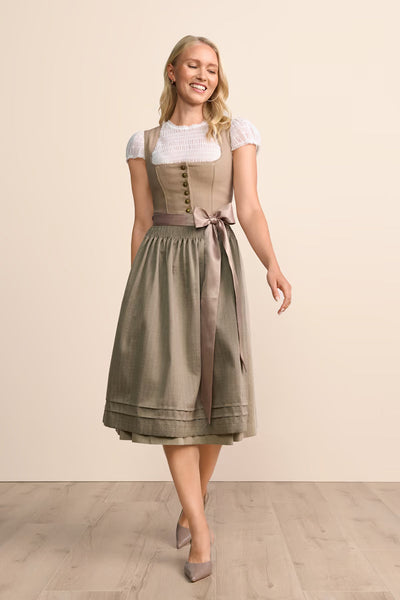 Kruger Thaline Long Dirndl, Beige — 70cm 2pc Set