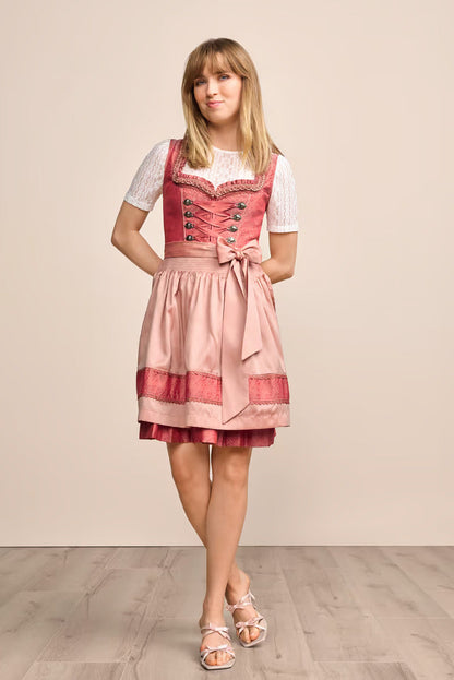 Kruger Mini Dirndl 2pcs. 50cm "Caprina" pink (size 34)