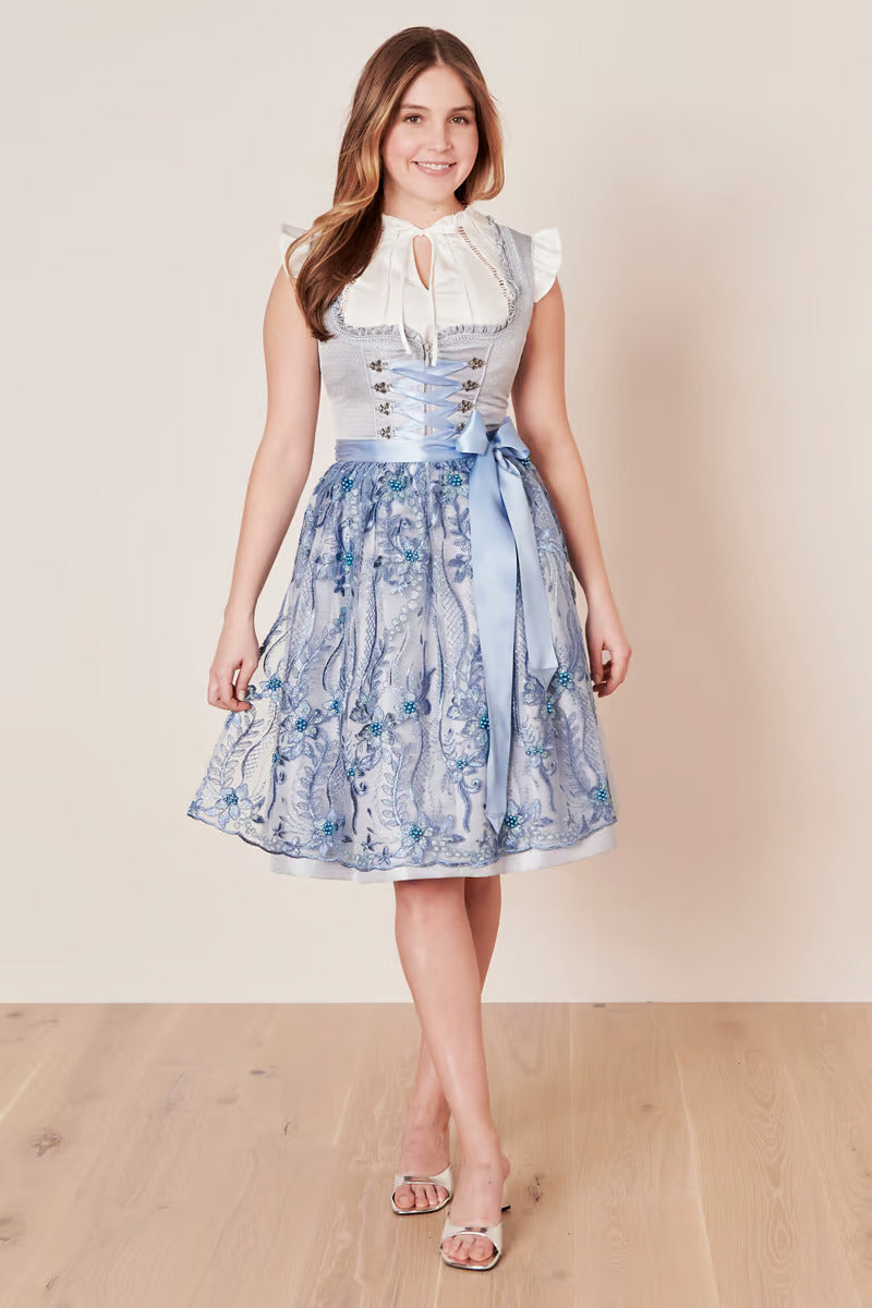 Kruger Midi Dirndl 2pcs. 60cm "Karlotta" blue