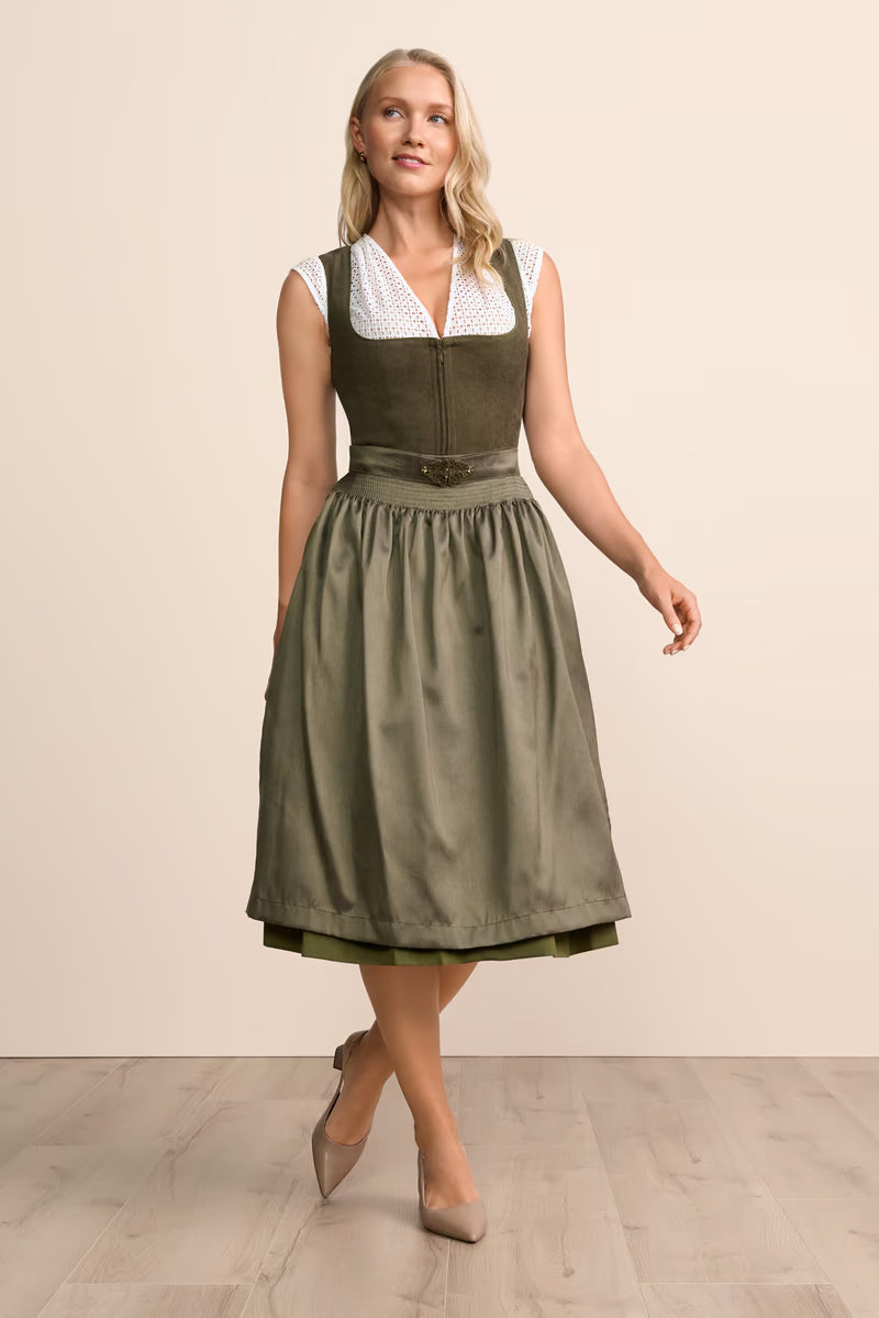 Kruger Long Dirndl 2pcs. 70cm "Evi" olive (size 38)