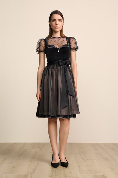 Kruger Midi Dirndl 2pcs. 60cm "Cannolo" black (38)