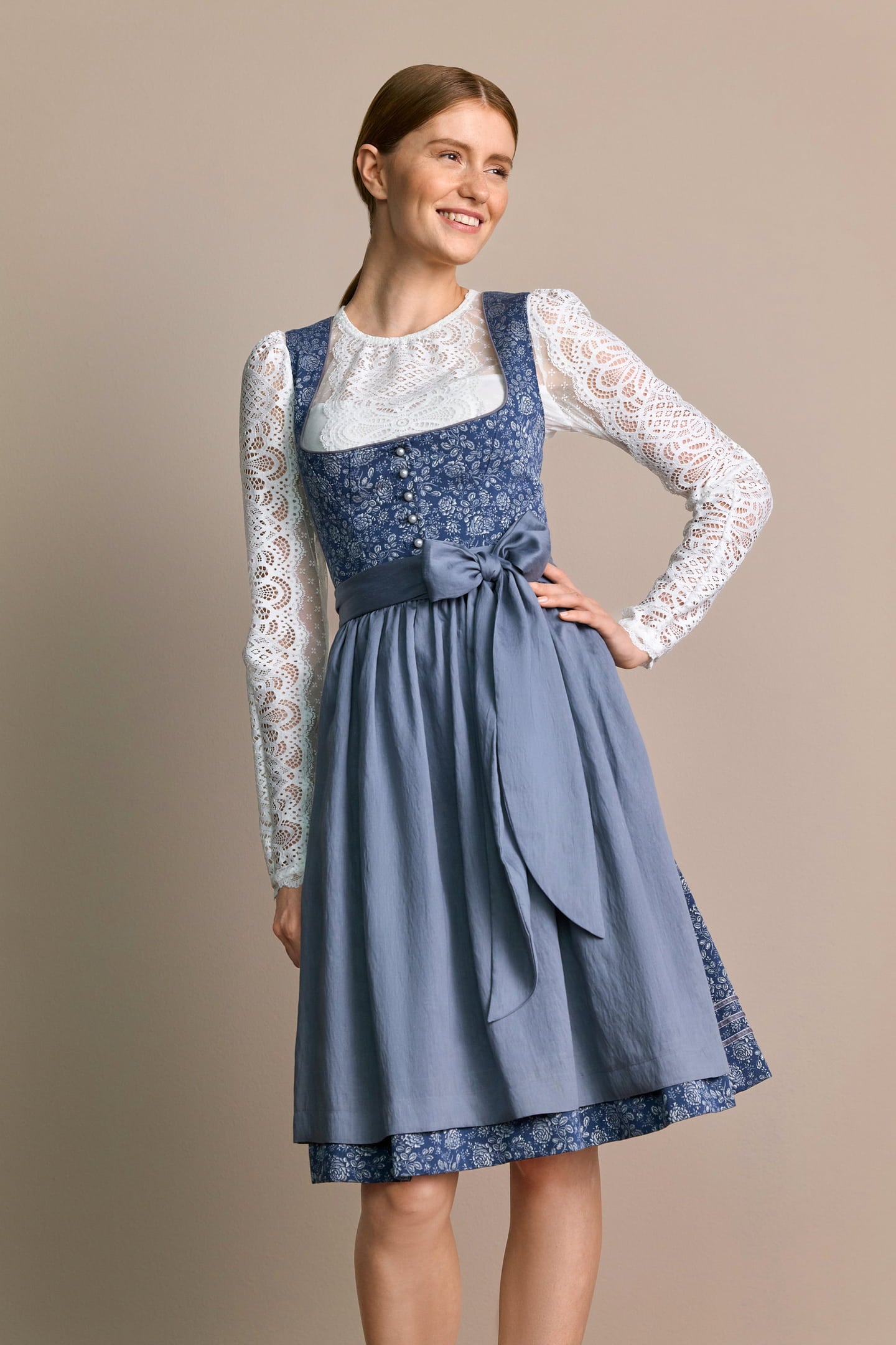 Julia Trentini Linn Midi Dirndl, Blue — 60cm