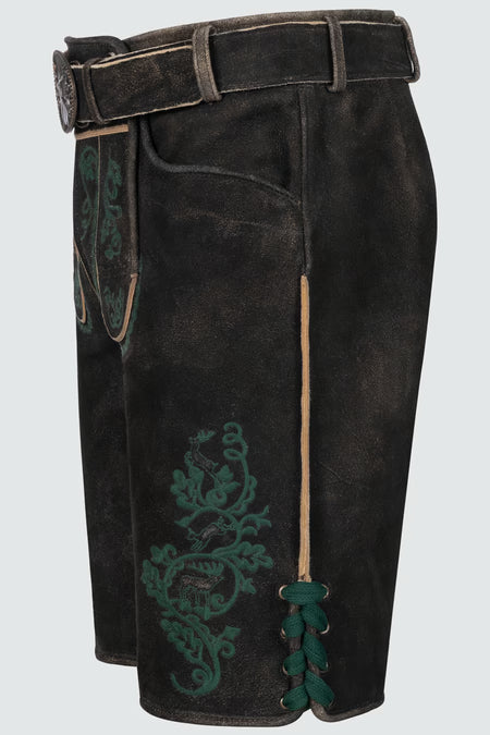 Trentini Men's Lederhosen "Oskar" dark brown with belt