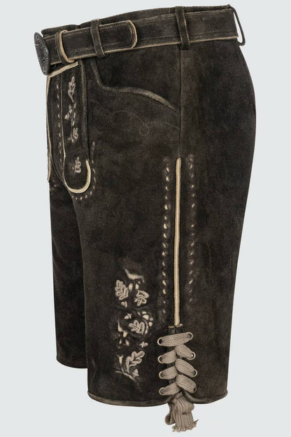 Kruger Men's Lederhosen "Calle" (brown) with Belt (50)