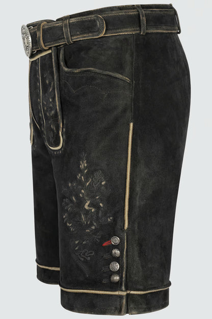 Kruger Men's Lederhosen "Kuno" with belt dark brown (48,50,56)