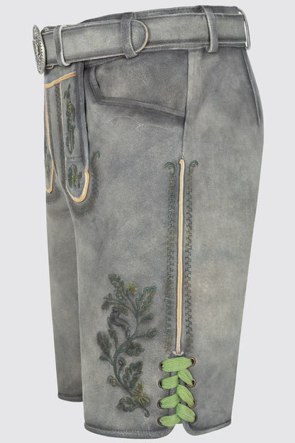 Kruger Men's Lederhosen "Charlie" with belt (gray w/green)