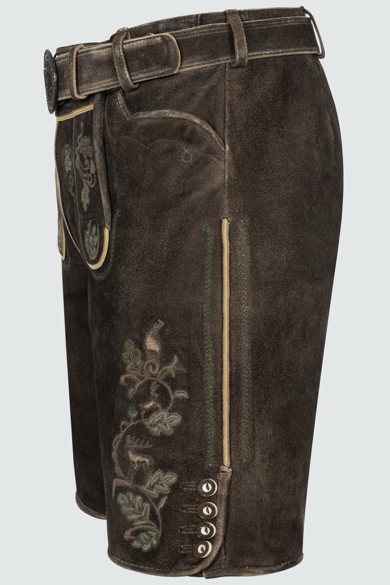 Kruger Men's Lederhosen "Adreon" (brown) with Belt (52)