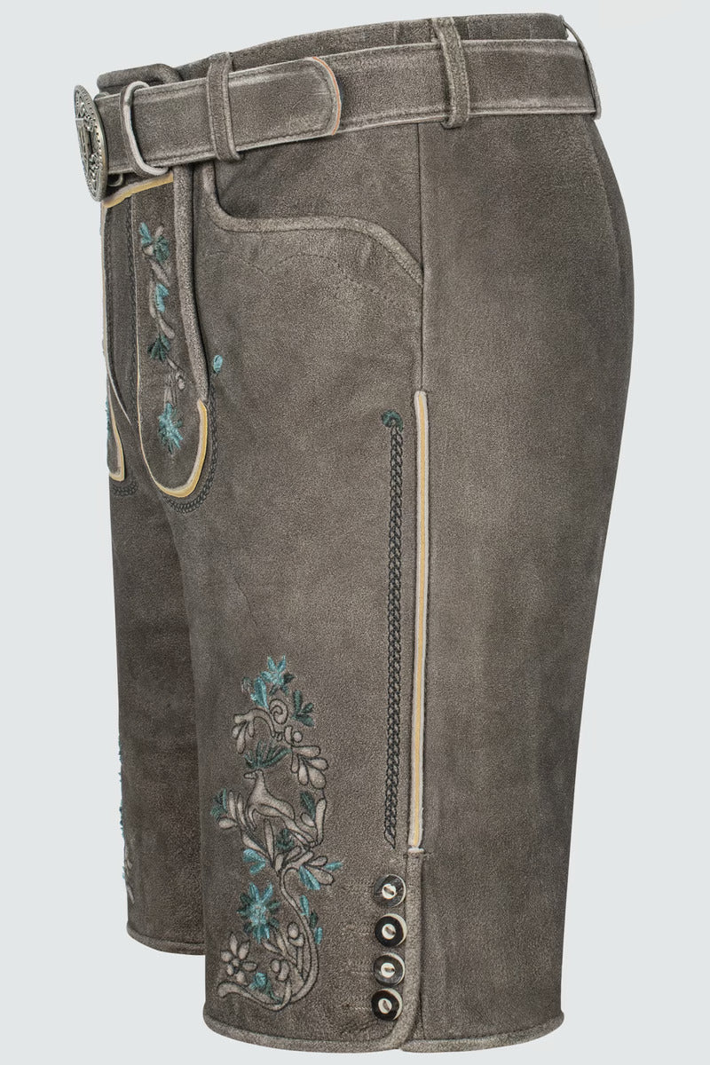 Kruger Men's Lederhosen "Jorrit" (brown) with Belt (low stock)