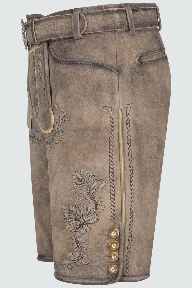 Kruger Men's Lederhosen "Brandon" (light brown) with Belt (56)