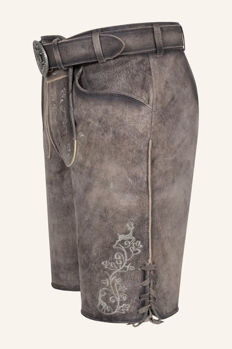 Kruger Men's Lederhosen "Zephar" with belt - Brown