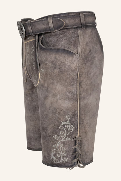 Kruger Men's Lederhosen "Zephar" with belt - Brown