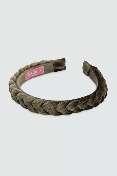 Narrow Velvet Headband (olive)