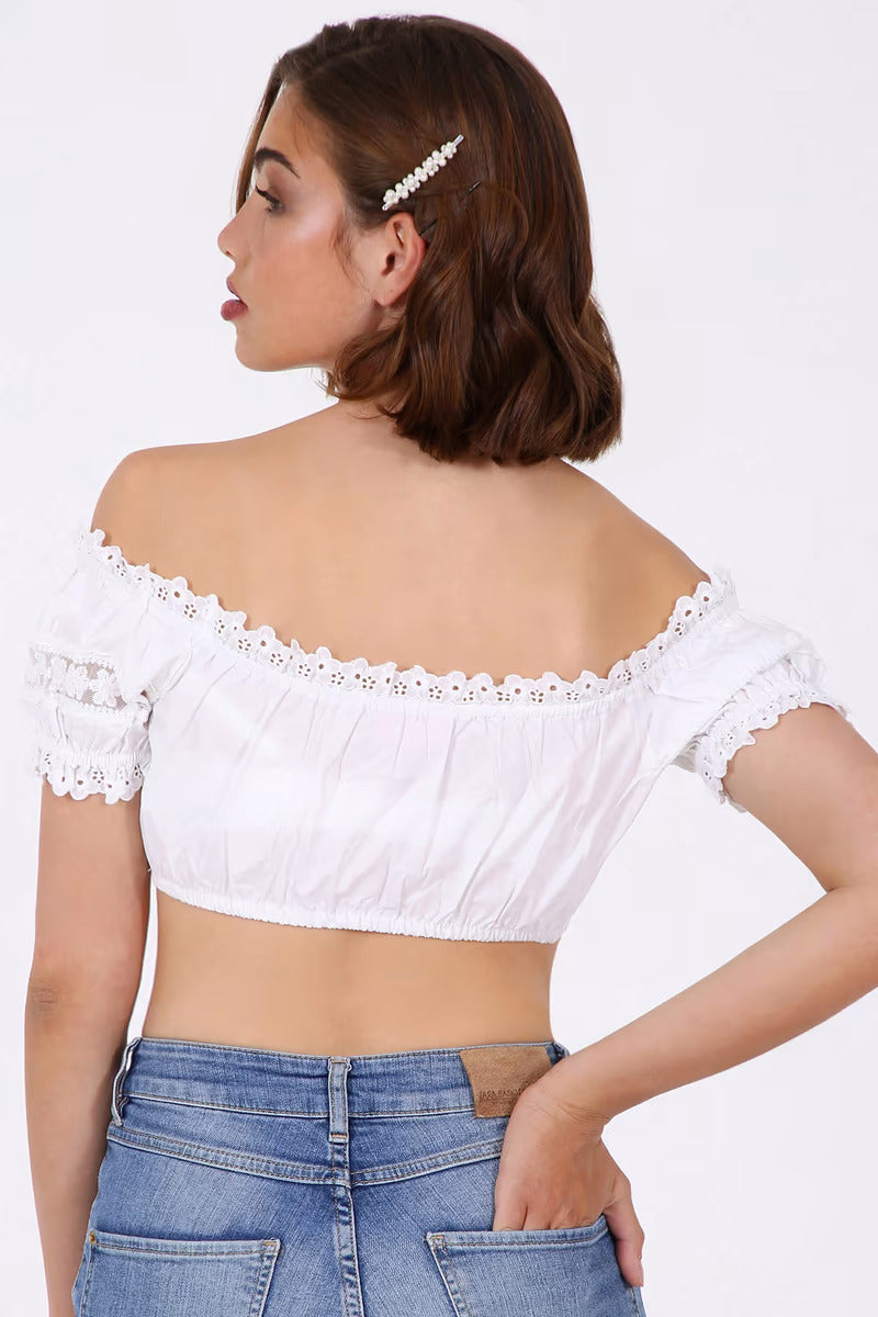 Kruger Dirndl Blouse "Snow Flower" white (38) closeout