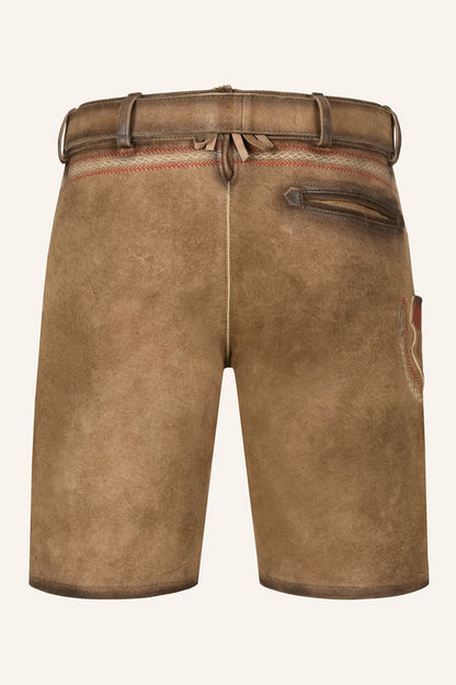 Kruger Men's Lederhosen "Mei Hoamat" Brown with Belt