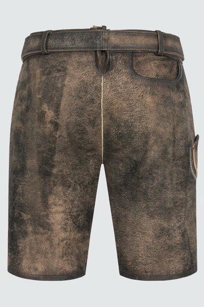Kruger Men's Lederhosen "Arijus" with belt - Brown