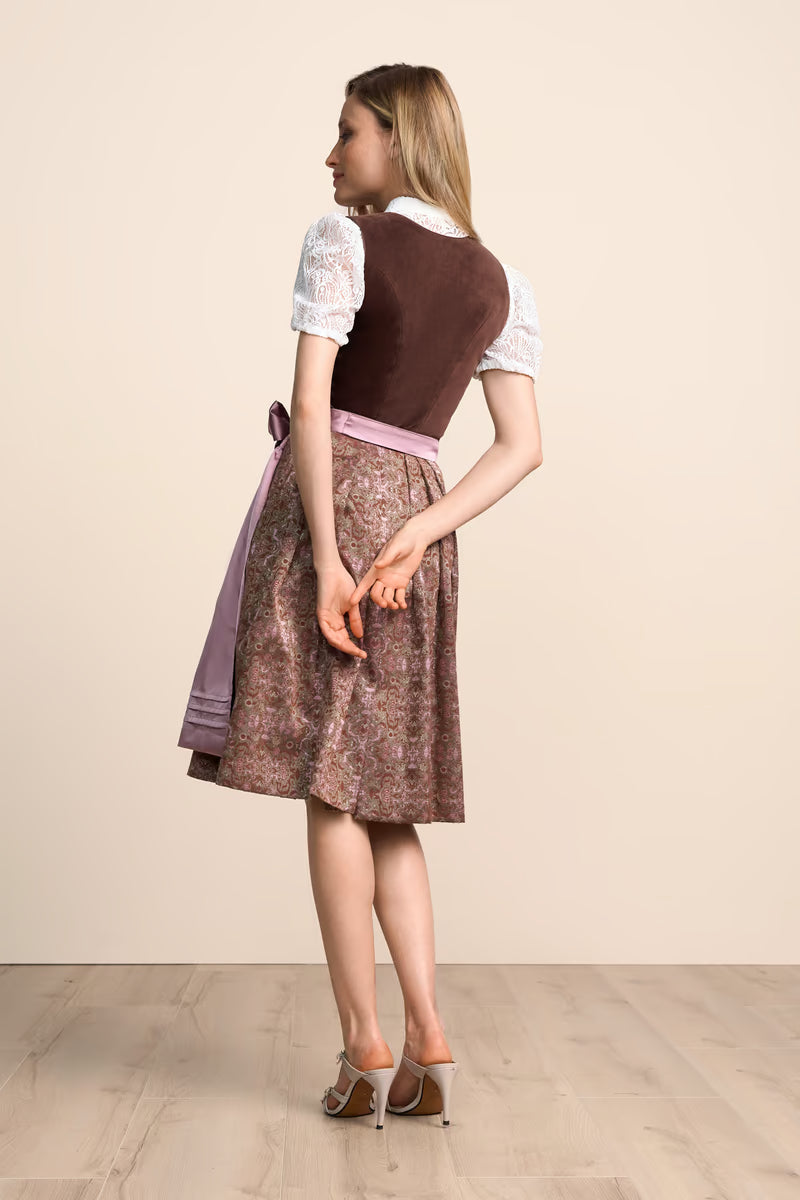 Kruger Midi Dirndl 2pcs. 60cm "Cerys" brown (34,36)