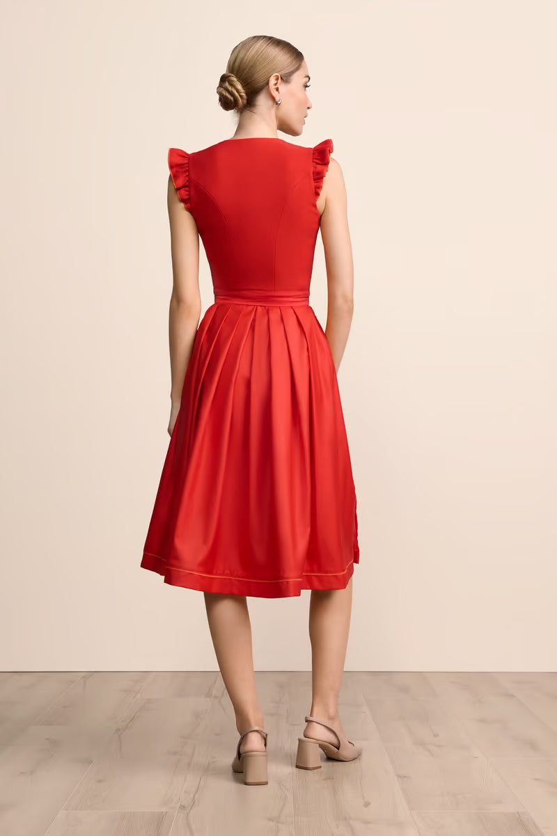 Kruger Long Dirndl 2pcs. 70cm "Padme" red