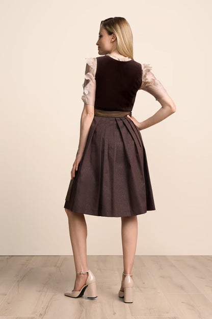Kruger Midi Dirndl 2pc 60cm "Odile" brown