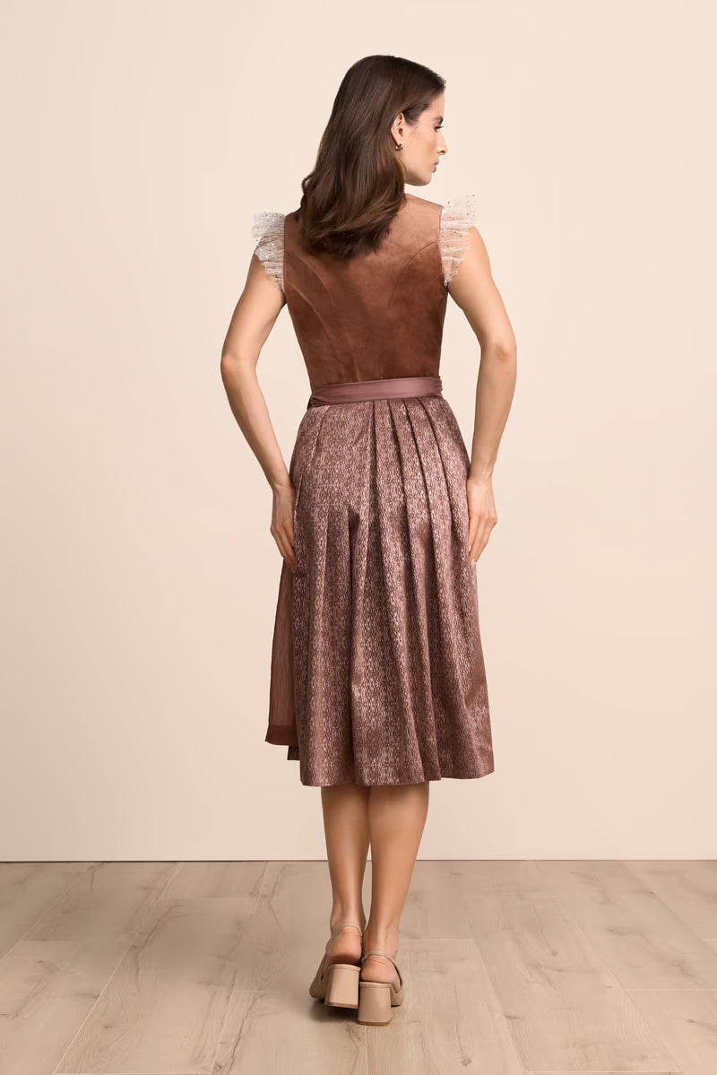 Krüger Samara Long Dirndl, Brown — 70cm 2pc Set