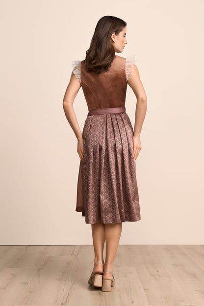 Krüger Samara Long Dirndl, Brown — 70cm 2pc Set