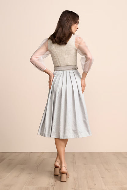 Krüger Helina Long Dirndl, Beige — 70cm 2pc Set