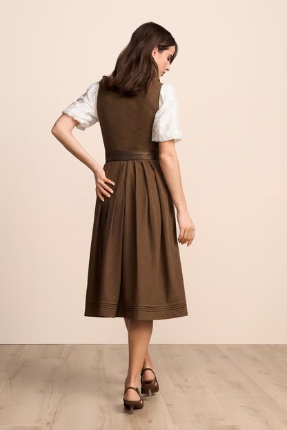 Krüger Malea Long Dirndl, Brown — 70cm 2pc Set