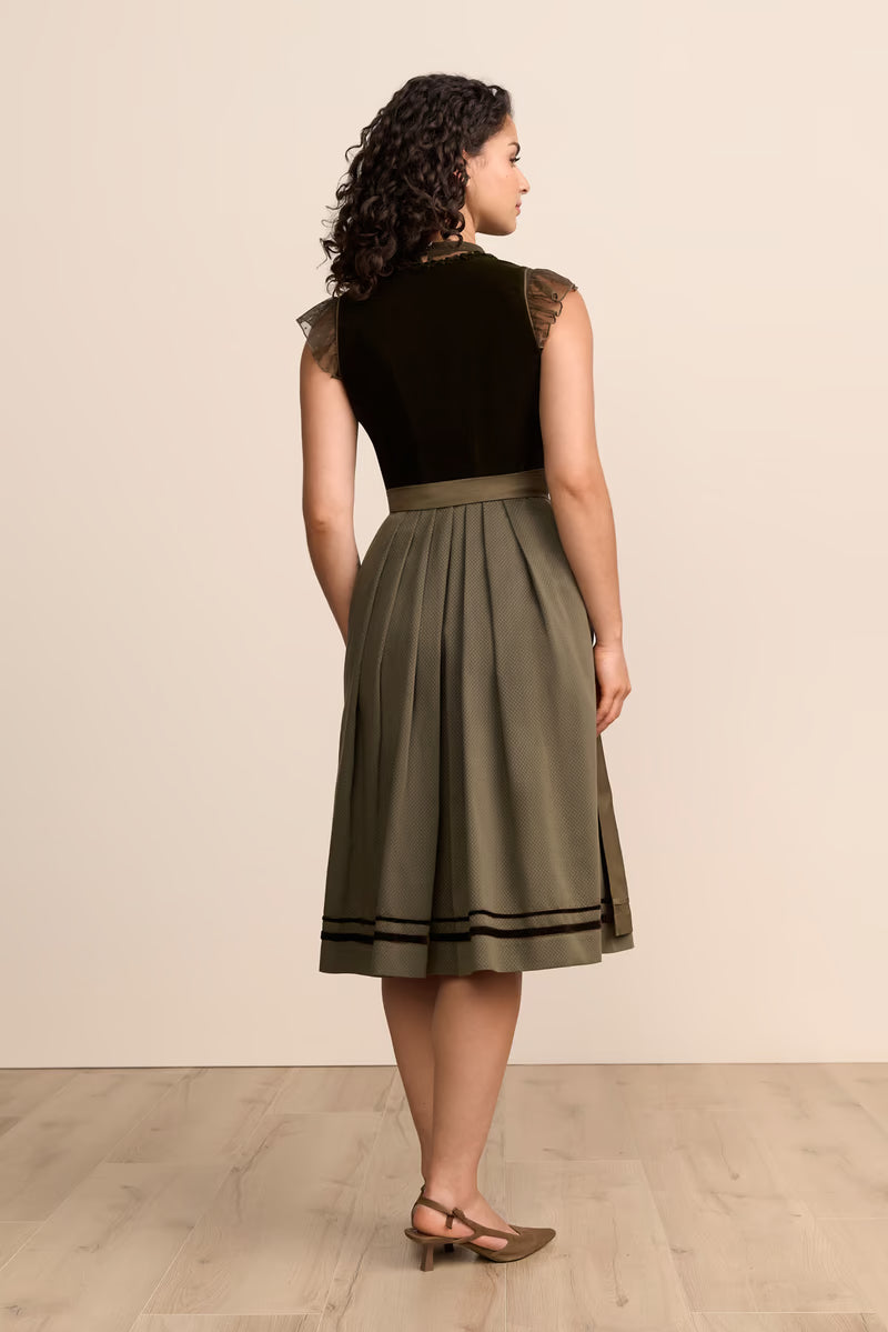Krüger 'Zephyrae' Velvet Dirndl, Olive — 70cm