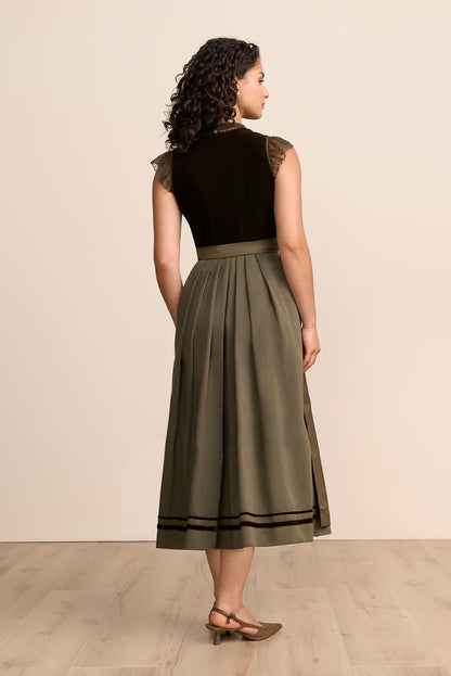 Krüger 'Zephyrae' Velvet Dirndl, Olive — 80cm