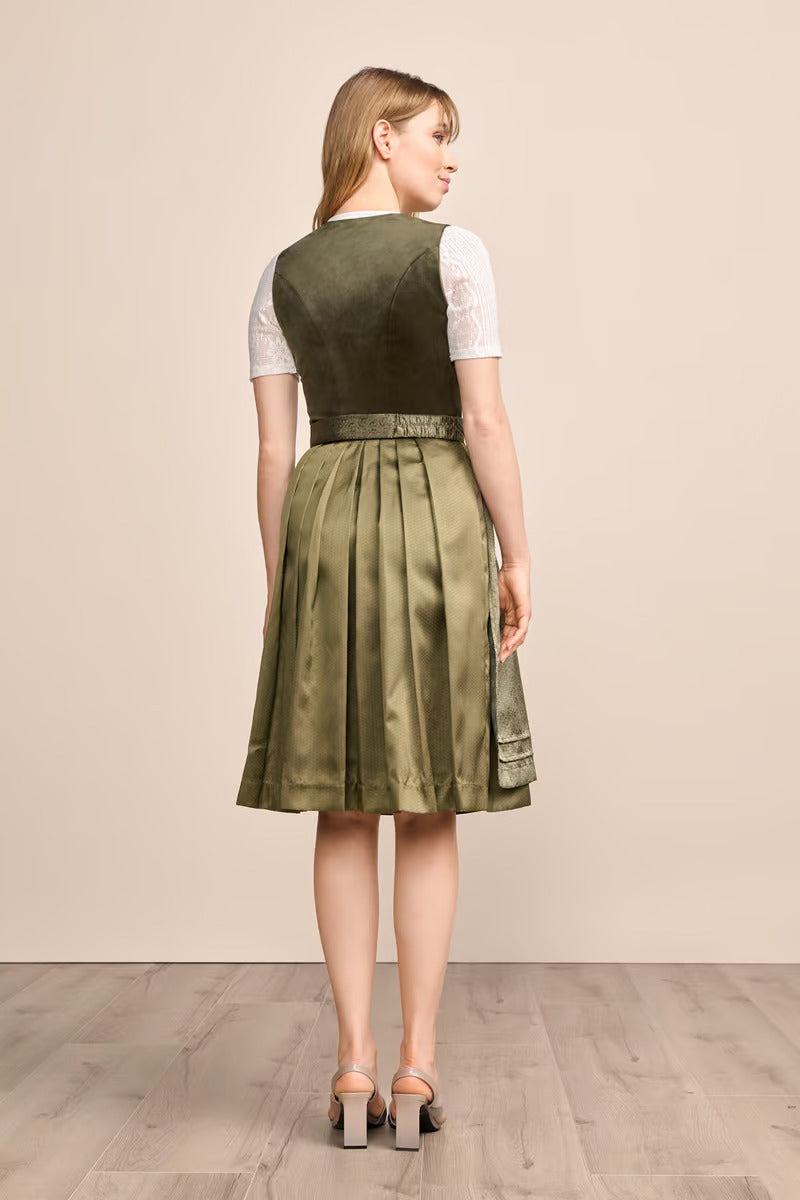Kruger Midi Dirndl 2pcs. 60cm "Aurela" olive (size 38)