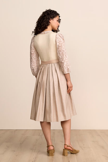Krüger Isleen Long Dirndl, Beige — 70cm 2pc Set