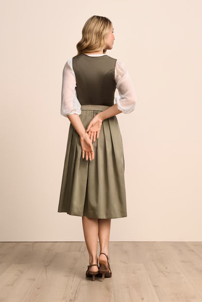 Krüger Lindsay Long Dirndl, Olive — 70cm 2pc Set