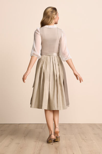 Krüger Leniya Long Dirndl, Beige — 70cm 2pc Set