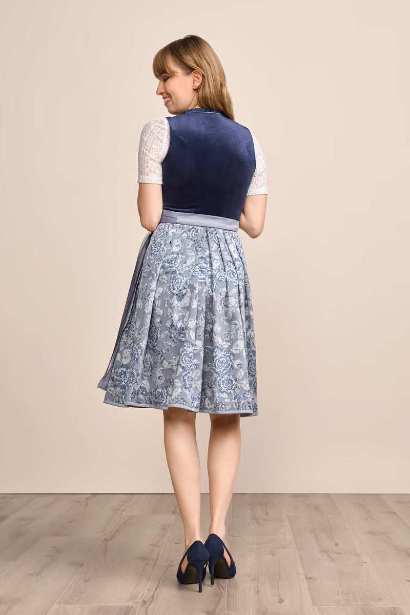 Kruger Midi Dirndl 2pcs. 60cm "Joelina" blue
