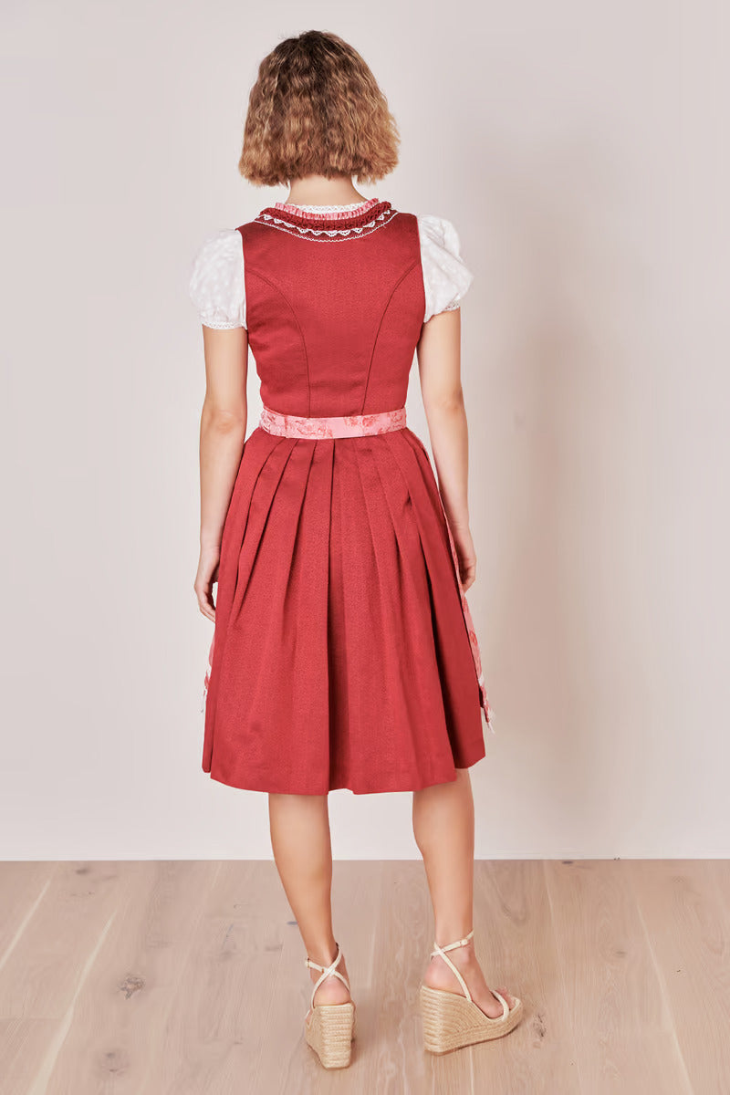 Kruger Midi Dirndl 2pcs. 60cm "Ulrika" red