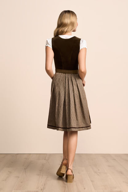 Kruger Midi Dirndl 2pcs. 60cm "Neleya" brown