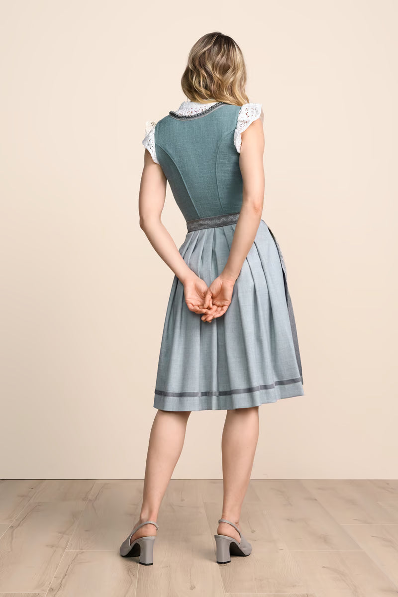 Kruger Midi Dirndl 2pcs. 60cm "Soleil" turquoise