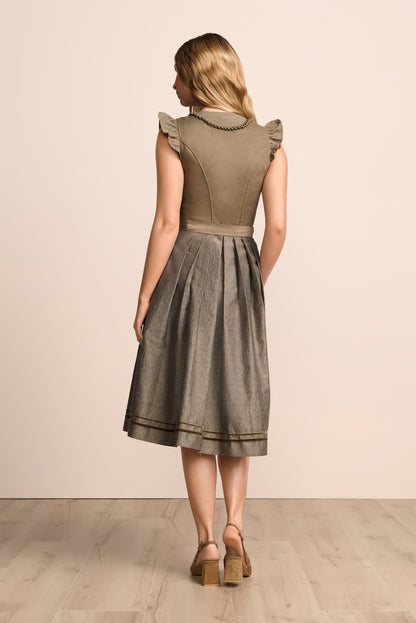 Kruger Adena Long Dirndl, Brown — 70cm 2pc Set