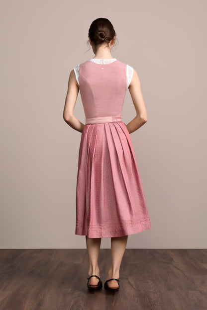 Julia Trentini Liselotte Dirndl, Rose Pink — 70cm Long