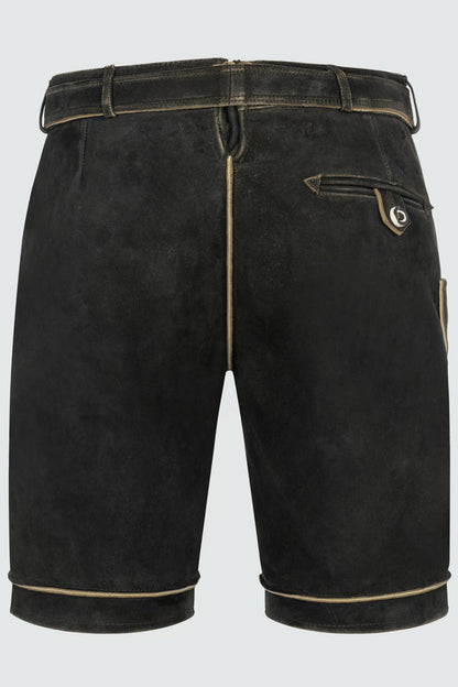 Kruger Men's Lederhosen "Kuno" with belt dark brown (48,50,56)